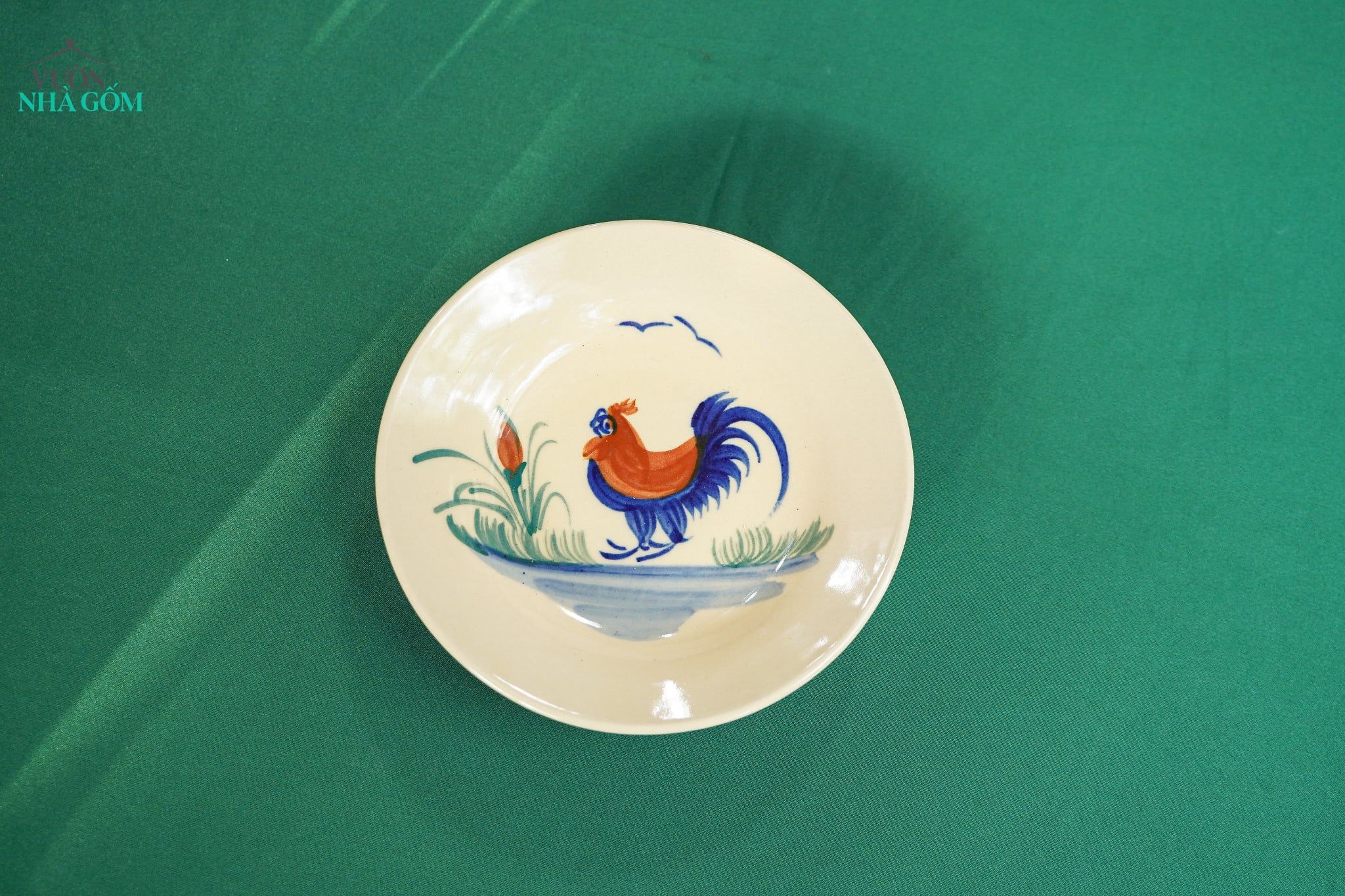  CBLX, Dĩa Lớn 20cm Vẽ Gà - Chén Bát Hiện Đại - Đĩa Đựng Đồ Ăn. 