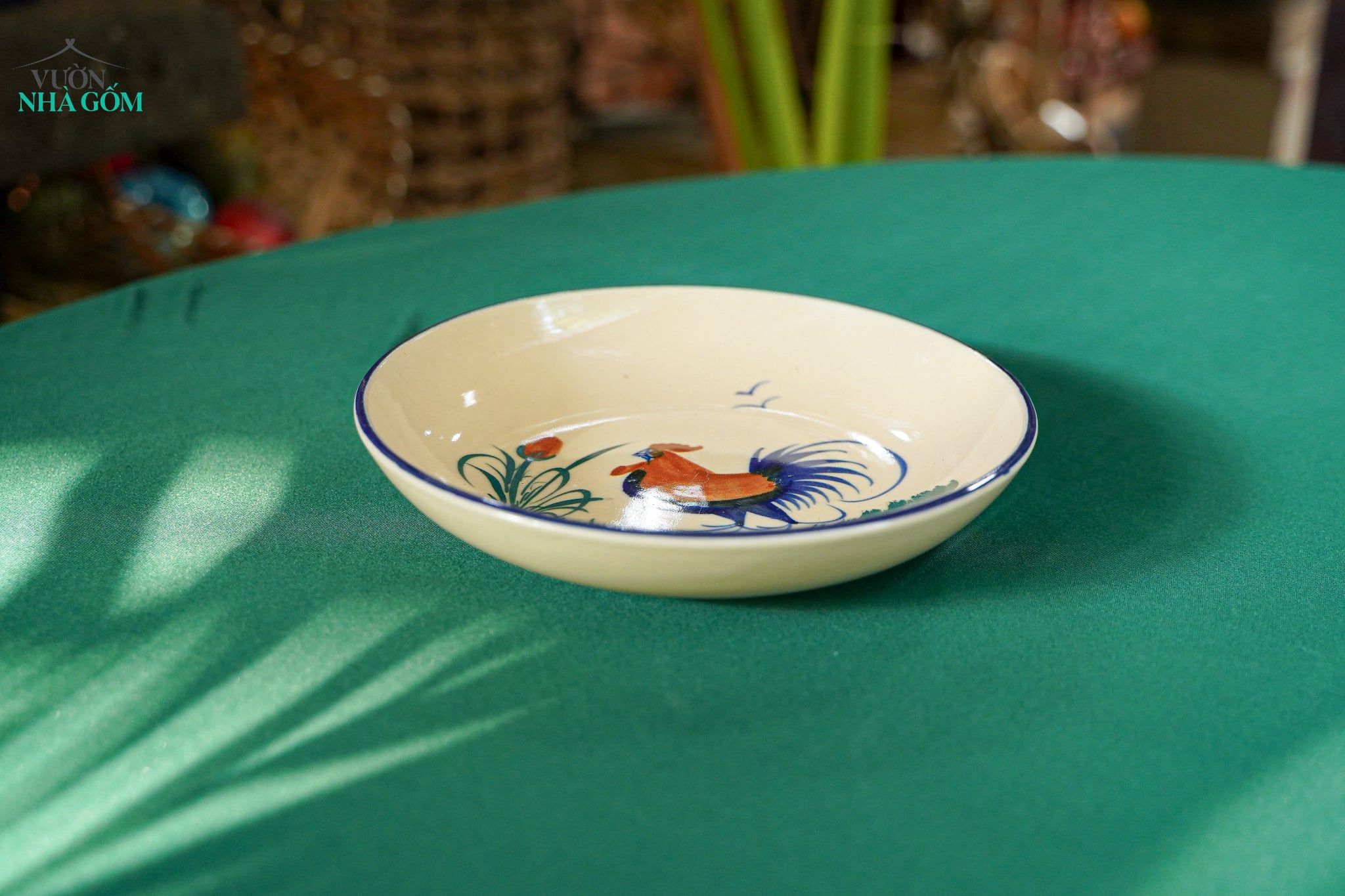  CBLX, Dĩa Sâu Lòng Vẽ Gà Rộng 22cm - Chén Bát Hiện Đại - Đĩa Salad, Dĩa Đựng Rau. 
