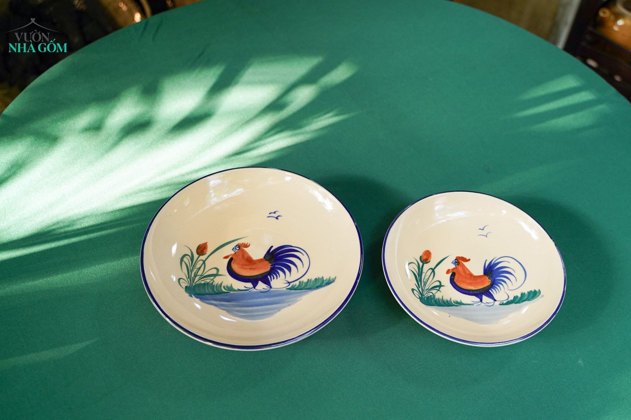  CBLX, Dĩa Sâu Lòng Vẽ Gà Rộng 22cm - Chén Bát Hiện Đại - Đĩa Salad, Dĩa Đựng Rau. 