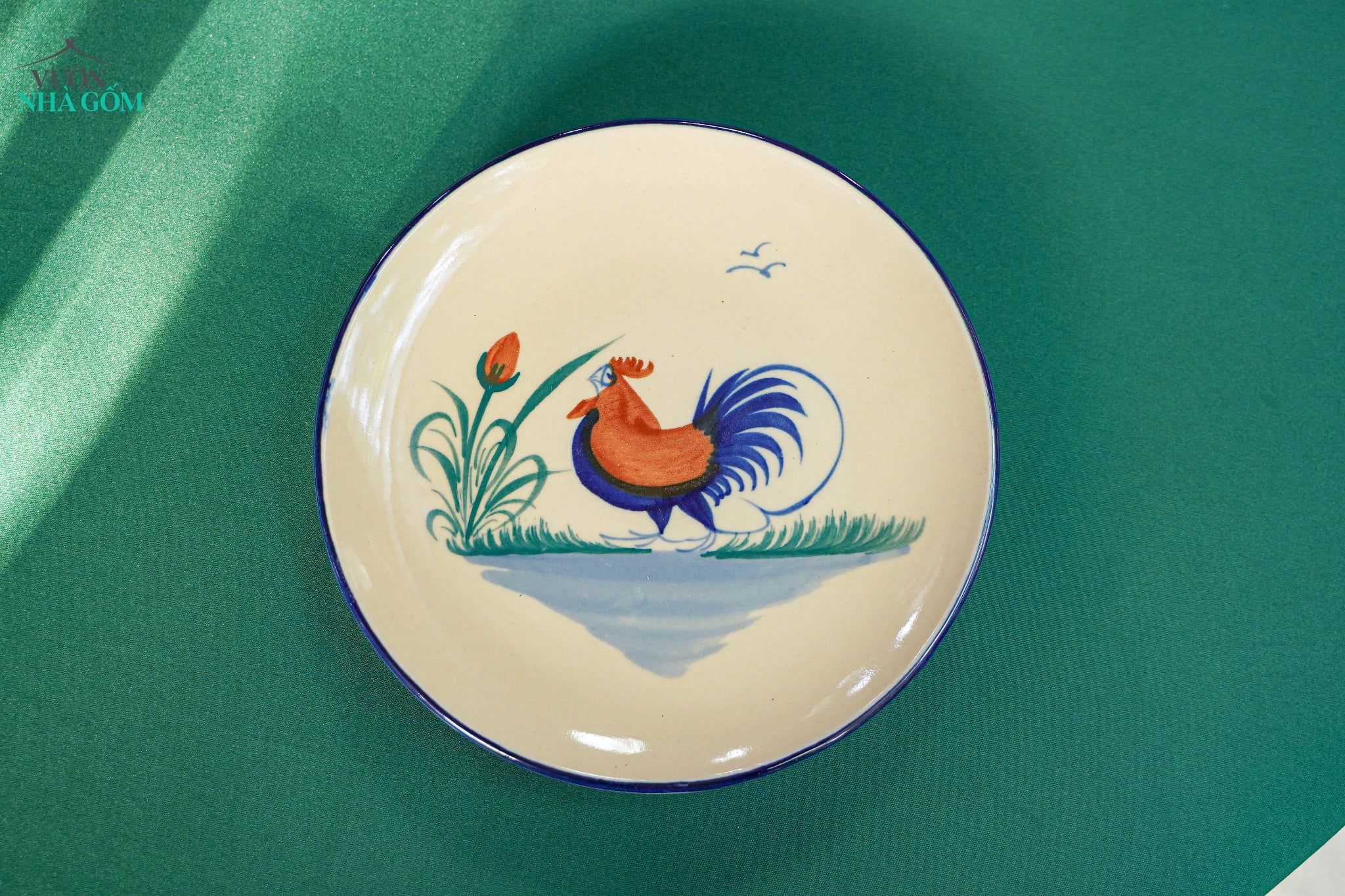  CBLX, Dĩa Dẹt Lớn Vẽ Gà Rộng 27cm, Rộng 30cm - Chén Bát Hiện Đại - Đĩa Salad, Dĩa Đựng Rau. 