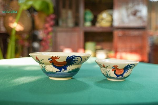  CBLX, Chén Chiết Yêu Vẽ Gà - Chén Bát Hiện Đại - Tô Chiết Yêu - R13cm| R17cm. 