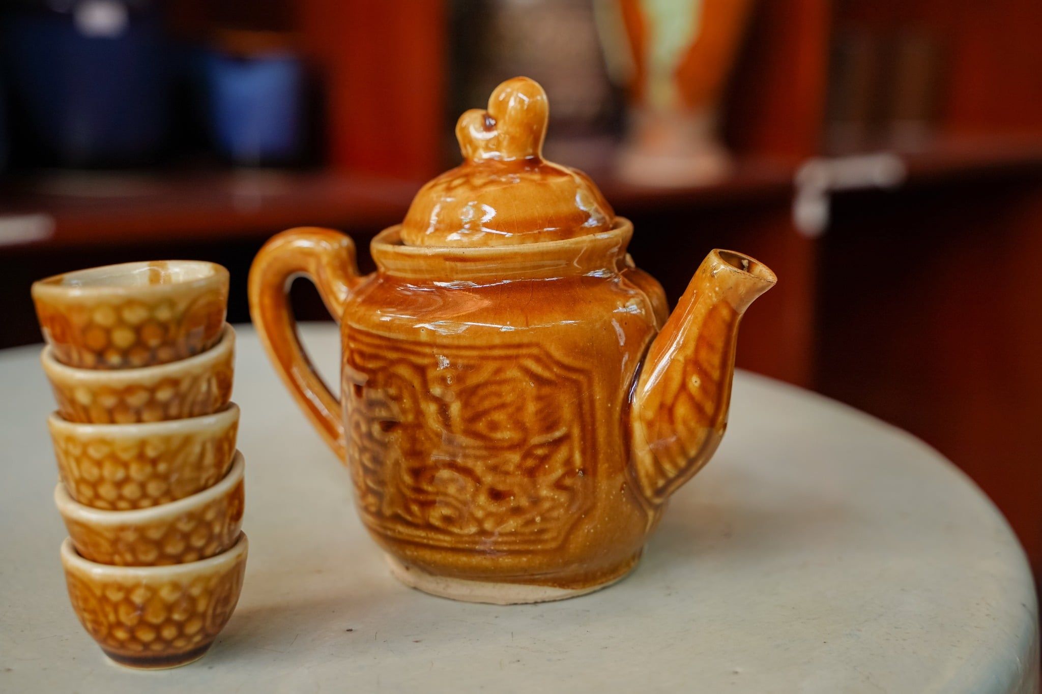  [TẾT] Bộ Bình Trà + 5 Tách Nhỏ - Gốm Nam Bộ Lái Thiêu - Bộ Bình Trà Dân Dã Quê Hương. 