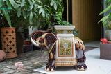  ĐHĐ, Đôn Voi Nâu Viền Xanh, Đôn voi truyền thống, Gốm Nam Bộ, C43 x R50cm 