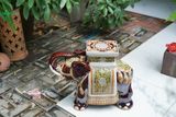  ĐHĐ, Đôn Voi Nâu Viền Xanh, Đôn voi truyền thống, Gốm Nam Bộ, C43 x R50cm 