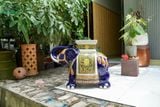  ĐHĐ, Đôn Voi Xanh Cobalt viền xanh lá, Đôn voi truyền thống, Gốm Nam Bộ, C43 x R50cm 