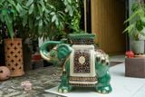  ĐHĐ, Đôn Voi Xanh lá Viền Đen, Đôn voi truyền thống, Gốm Nam Bộ, C43 x R50cm 