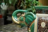  ĐHĐ, Đôn Voi Xanh lá Viền Đen, Đôn voi truyền thống, Gốm Nam Bộ, C43 x R50cm 
