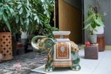  ĐHĐ, Đôn Voi Xanh lá Viền Cam, Đôn voi truyền thống, Gốm Nam Bộ, C43 x R50cm 