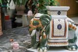  ĐHĐ, Đôn Voi Xanh lá viền trắng, Đôn voi truyền thống, Gốm Nam Bộ, C43 x R50cm 