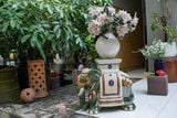  ĐHĐ, Đôn Voi Xanh lá viền trắng, Đôn voi truyền thống, Gốm Nam Bộ, C43 x R50cm 
