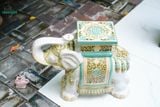  ĐHĐ, Đôn Voi Trắng Viền Xanh Lá, Đôn voi truyền thống, Gốm Nam Bộ, C43 x R50cm 
