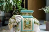  ĐHĐ, Đôn Voi Trắng Viền Xanh Lá, Đôn voi truyền thống, Gốm Nam Bộ, C43 x R50cm 
