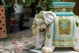  ĐHĐ, Đôn Voi Trắng Viền Xanh Lá, Đôn voi truyền thống, Gốm Nam Bộ, C43 x R50cm 