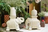  ĐHĐ, Đôn Voi Full Trắng, Đôn voi truyền thống, Gốm Nam Bộ, C43 x R50cm 