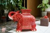  ĐHĐ, Đôn Voi Full Đỏ, Đôn voi truyền thống, Gốm Nam Bộ, C43 x R50cm 