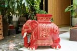  ĐHĐ, Đôn Voi Full Đỏ, Đôn voi truyền thống, Gốm Nam Bộ, C43 x R50cm 