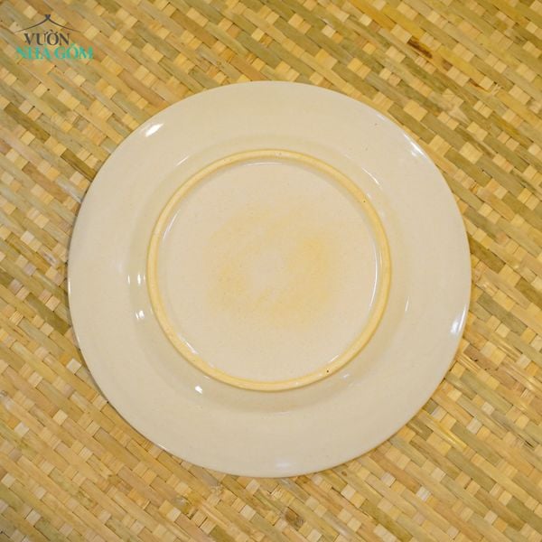  Dĩa Lớn Vẽ Tay Bông Đỏ – Vườn Nhà Gốm – Dùng Đựng Đồ Ăn – Size R20xC4. 