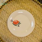  Dĩa Dẹt Vẽ Tay Bông Đỏ – Vườn Nhà Gốm – Dùng Đựng Đồ Ăn – Size 21cm\ 25cm\27cm. 