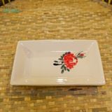  Dĩa Chữ Nhật Vẽ Tay Bông Đỏ – Vườn Nhà Gốm – Dùng Đựng Món Ăn – Size 21cm\29cm. 