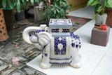  ĐHĐ, Đôn Voi Trắng Viền Xanh Cobalt, Đôn voi truyền thống, Gốm Nam Bộ, C43 x R50cm 