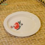 Dĩa Hột Xoài Vẽ Tay Bông Đỏ – Vườn Nhà Gốm – Dùng Đựng Đồ Ăn – Size D30xR21xC3 