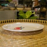  Dĩa Hột Xoài Vẽ Tay Bông Đỏ – Vườn Nhà Gốm – Dùng Đựng Đồ Ăn – Size D30xR21xC3 
