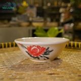  Tô Gốm Vẽ Tay Bông Đỏ – Vườn Nhà Gốm – Dùng Ăn Phở, Canh – Size 20cm / 21cm. 