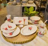  Muỗng\ Vá vẽ tay Họa Tiết Bông Đỏ – Vườn Nhà Gốm – Gốm Vẽ Tay Thủ Công. 