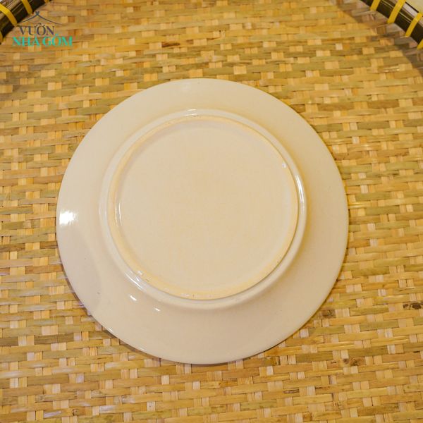  Dĩa Dẹt Vẽ Tay Bông Xanh – Vườn Nhà Gốm – Dùng Đựng Đồ Ăn – Size 21cm\ 25cm\27cm. 