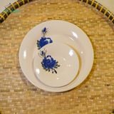  Dĩa Nhỏ Vẽ Tay Bông Xanh – Vườn Nhà Gốm – Dùng Đựng Đồ Ăn – Size R16xC3. 