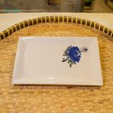  Dĩa Chữ Nhật Vẽ Tay Bông Xanh – Vườn Nhà Gốm – Dùng Đựng Món Ăn – Size 21cm\29cm. 