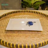  Dĩa Chữ Nhật Vẽ Tay Bông Xanh – Vườn Nhà Gốm – Dùng Đựng Món Ăn – Size 21cm\29cm. 
