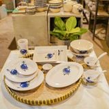  Dĩa Nhỏ Vẽ Tay Bông Xanh – Vườn Nhà Gốm – Dùng Đựng Đồ Ăn – Size R16xC3. 