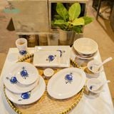  Chén Nước Chấm Vẽ Tay Bông Xanh – Vườn Nhà Gốm – Dùng Đựng Nước Chấm – Size R8xC3. 