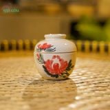  Thố Gốm 7cm Vẽ Tay Bông Đỏ – Vườn Nhà Gốm – Thố Gia Vị 