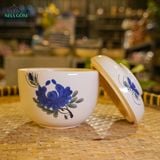  Thố Gốm 14cm Vẽ Tay Bông Xanh – Vườn Nhà Gốm – Thố Đựng Mỡ, Dưa Muối. 