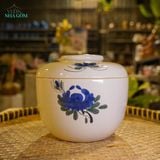  Thố Gốm 16cm Vẽ Tay Bông Xanh – Vườn Nhà Gốm – Thố Đựng Mỡ, Cơm, Canh. 