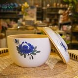  Thố Gốm 16cm Vẽ Tay Bông Xanh – Vườn Nhà Gốm – Thố Đựng Mỡ, Cơm, Canh. 