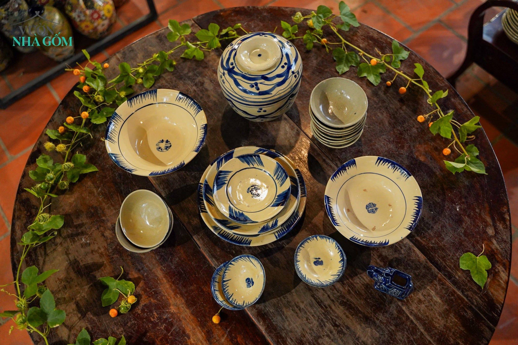  [TẾT] Bộ Chén Bát Xanh - Chén Bát Lái Thiêu - Quà Tặng Gia Đình 