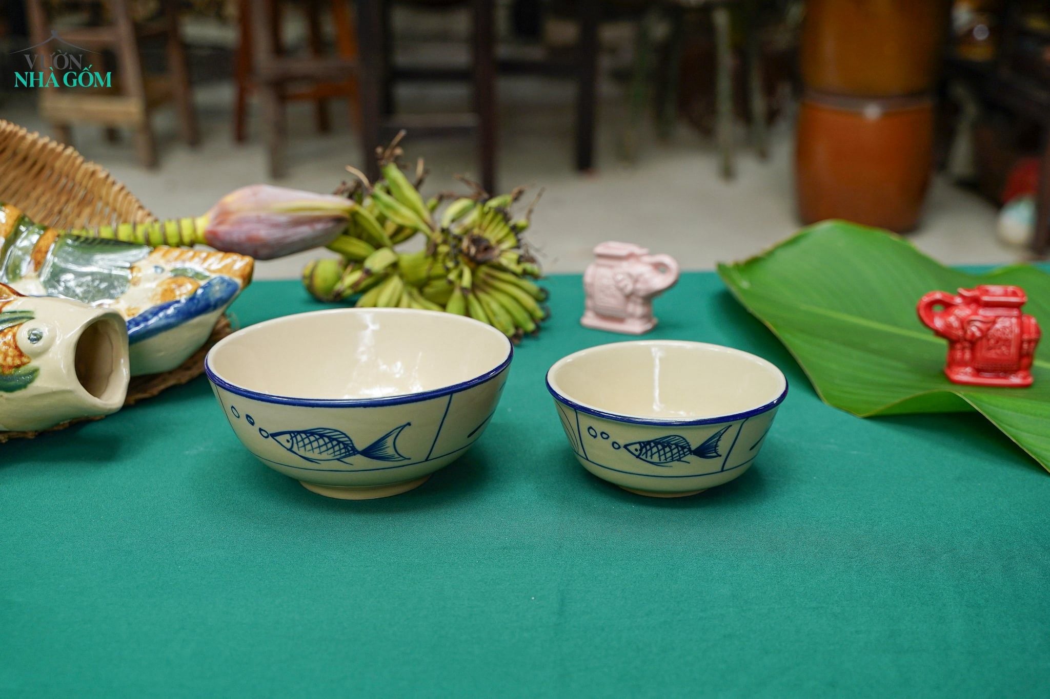  CBLX, Tô Cơm Lớn Vẽ Cá Thủ Công - Chén Bát Hiện Đại - Tô Ăn Bún, Tô Phở - R18cm. 