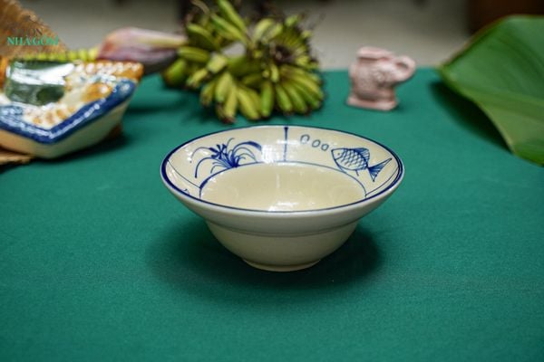  CBLX, Chén Chiết Yêu Lớn Vẽ Cá - Chén Bát Hiện Đại - Tô Chiết Yêu - R17cm 