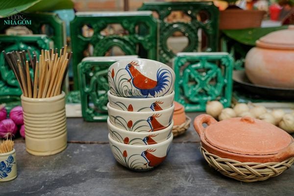  CBLX, Tô Cơm Vẽ Gà - Chén Bát Hiện Đại - Tô Ăn Bún, Tô Phở - R13,5cm 