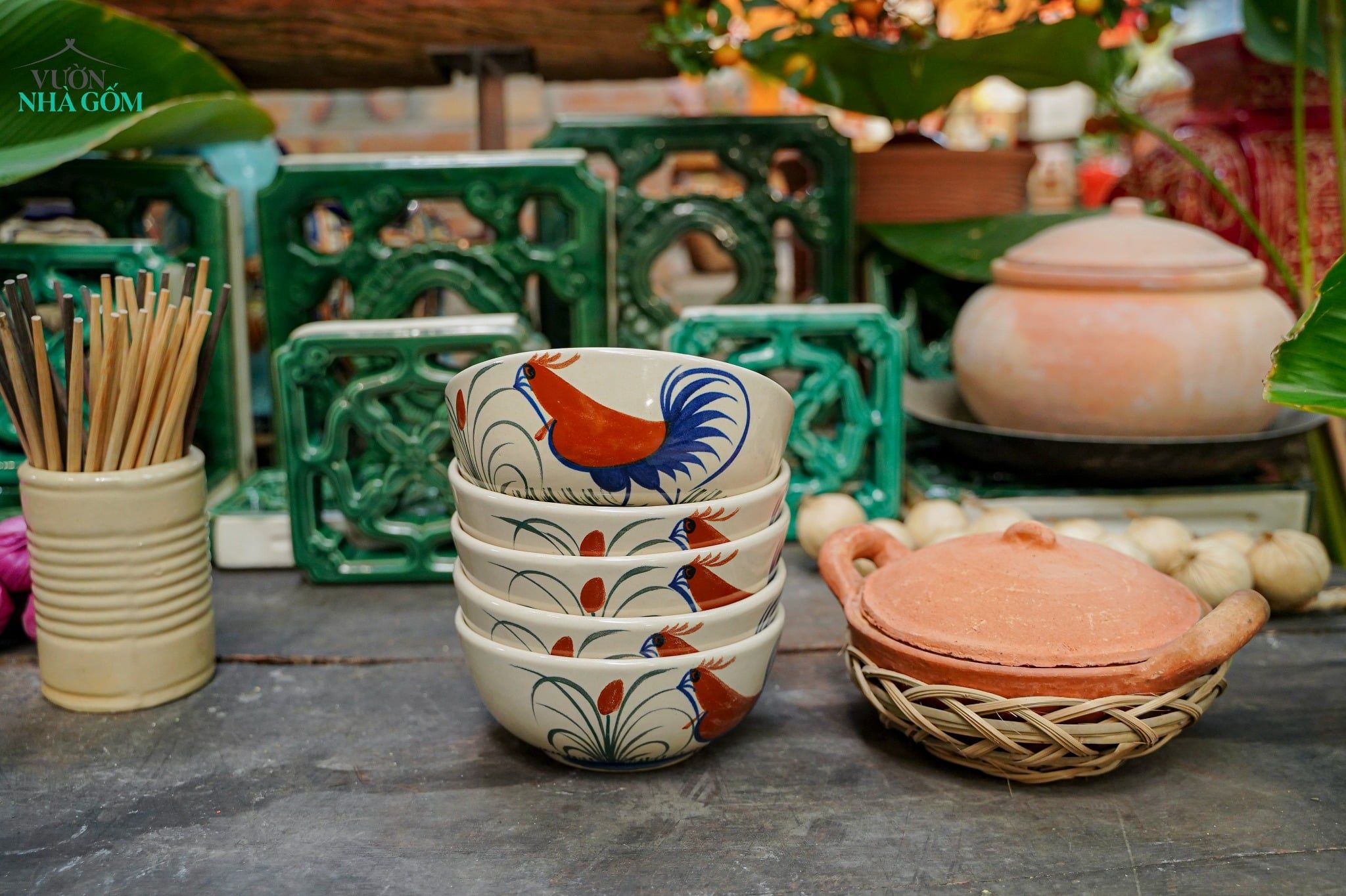  CBLX, Tô Cơm Vẽ Gà Dầu - Chén Bát Hiện Đại - Tô Ăn Bún, Tô Phở - R17,5cm. 