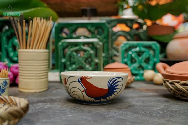  CBLX, Tô Cơm Vẽ Gà Dầu - Chén Bát Hiện Đại - Tô Ăn Bún, Tô Phở - R17,5cm. 