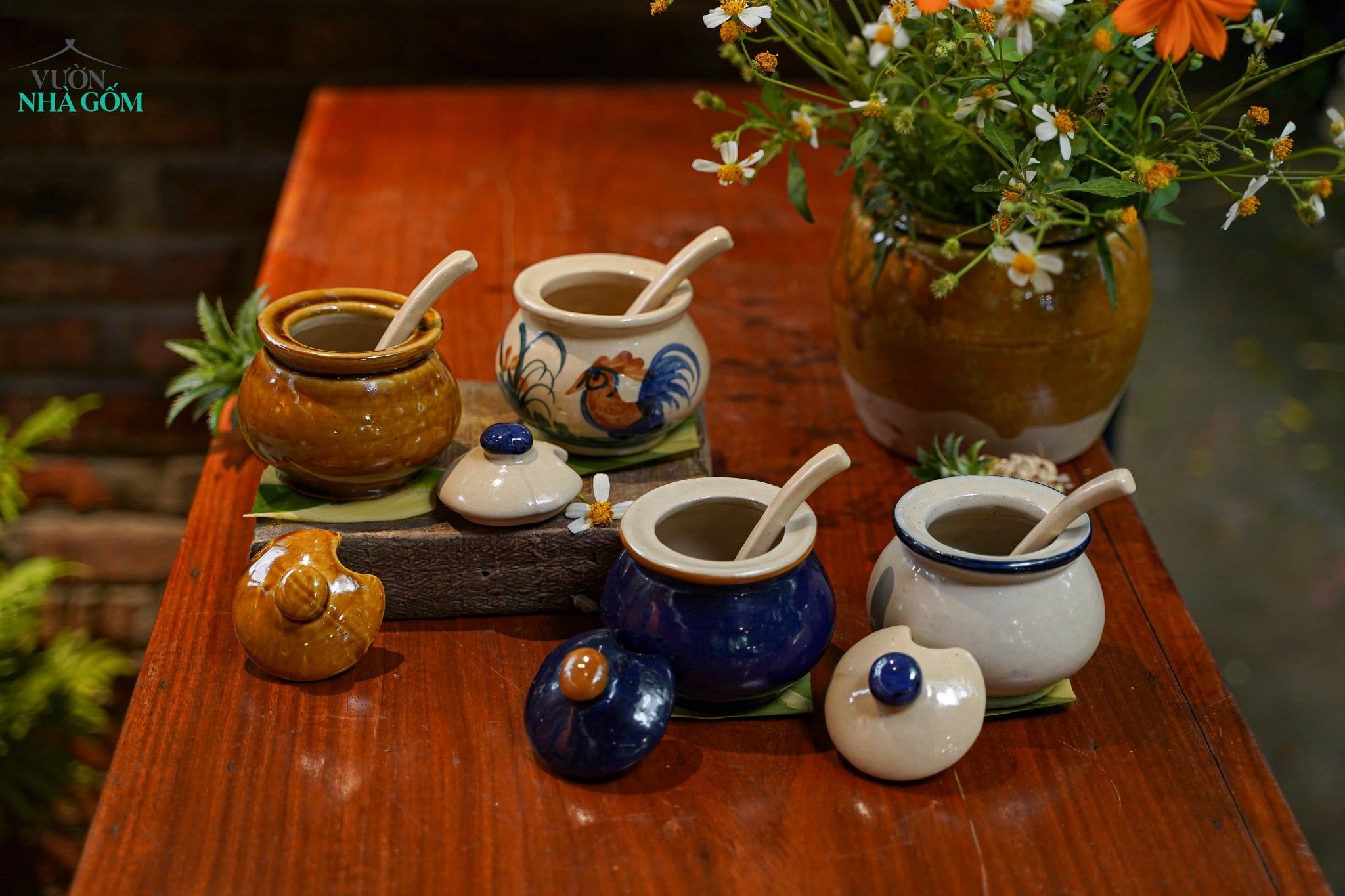  CBLT, Hũ Gốm Gia Vị Lái Thiêu Có Muỗng – Màu Mộc Dân Dã | R9 × C10 