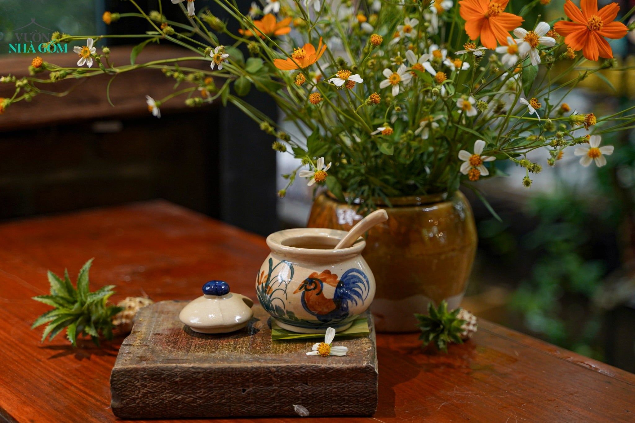  CBLT, Hũ Gốm Gia Vị Lái Thiêu Có Muỗng – Màu Mộc Dân Dã | R9 × C10 