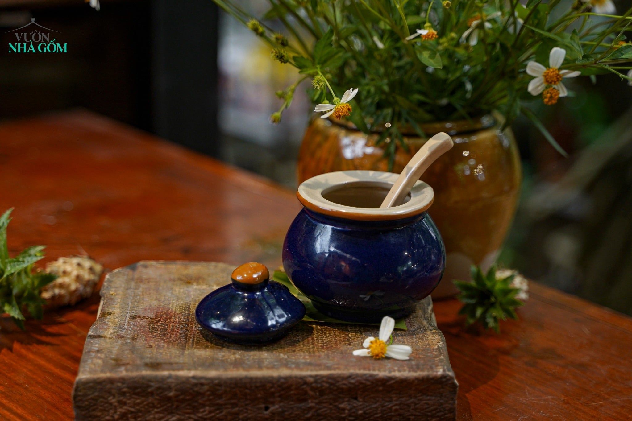  CBLT, Hũ Gốm Gia Vị Lái Thiêu Có Muỗng – Màu Mộc Dân Dã | R9 × C10 