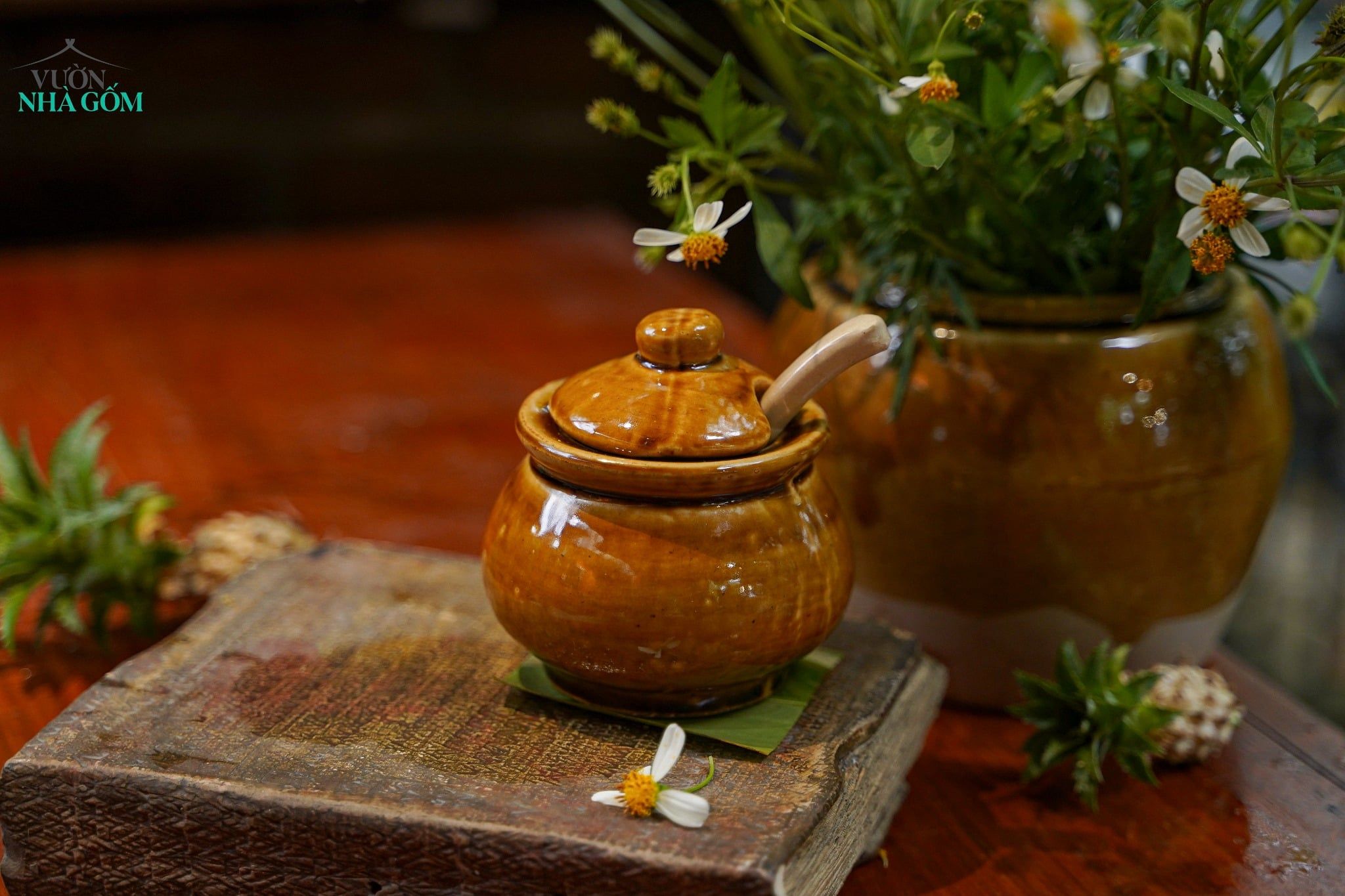  CBLT, Hũ Gốm Gia Vị Lái Thiêu Có Muỗng – Màu Mộc Dân Dã | R9 × C10 