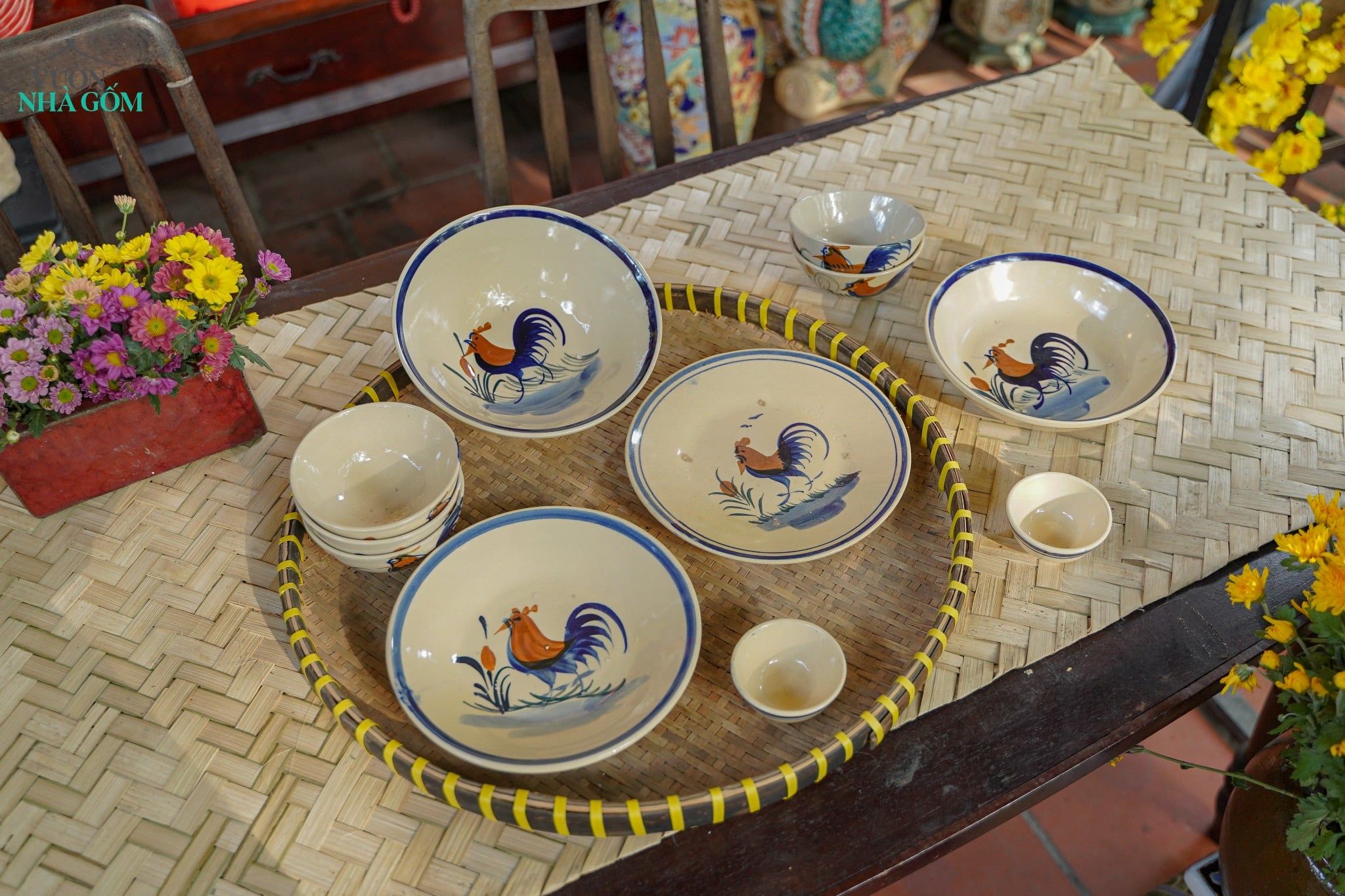  [TẾT] Bộ Chén Bát Vẽ Gà - Chén Bát Lái Thiêu - Sản Phẩm Quà Tặng Tết Bính Ngọ 2026 