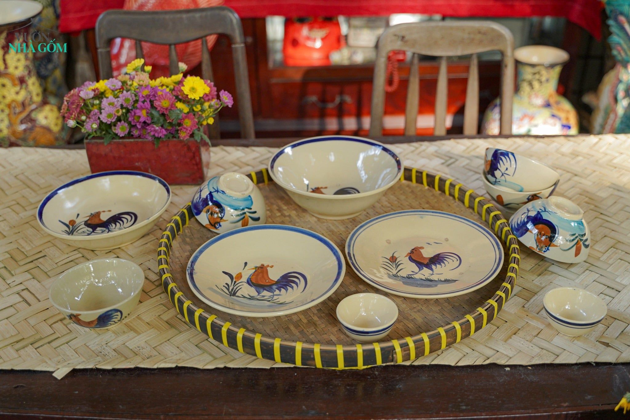  [TẾT] Bộ Chén Bát Vẽ Gà - Chén Bát Lái Thiêu - Sản Phẩm Quà Tặng Tết Bính Ngọ 2026 